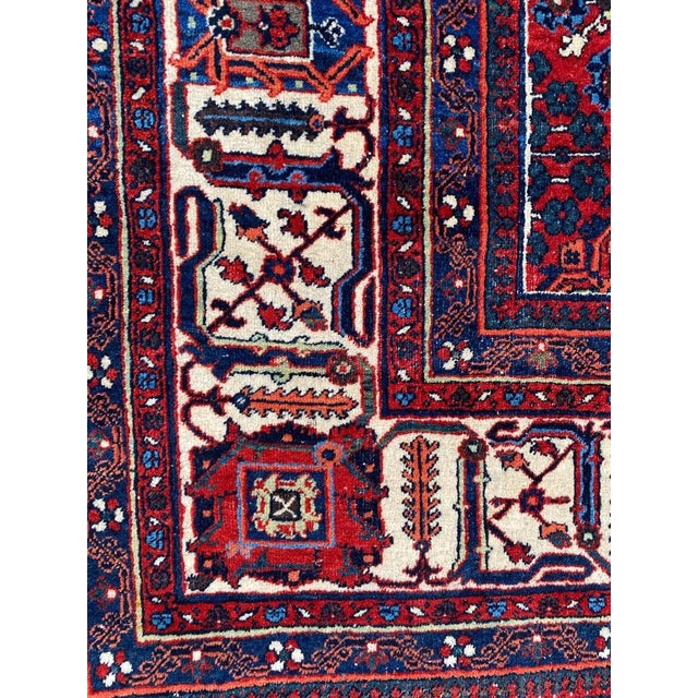 Very beautiful late 19th century large rug with geometrical and decorative design and nice natural colors, entirely and...