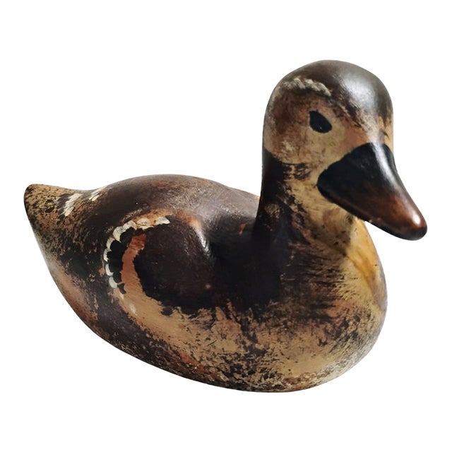 Vintage Sarreid Ltd. Hand-Carved and Painted Italian Wood Duck Sculpture - Design No. 132 For Sale