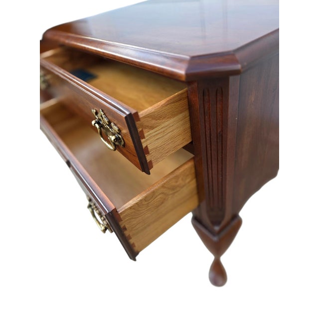1980s Pennsylvania House End Table Nightstand Low Boy Cherry Chippendale Silver Chest For Sale - Image 16 of 17