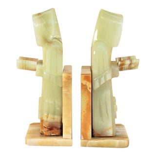 1950s Vintage Mid-Century Onyx Monk Bookends - a Pair For Sale