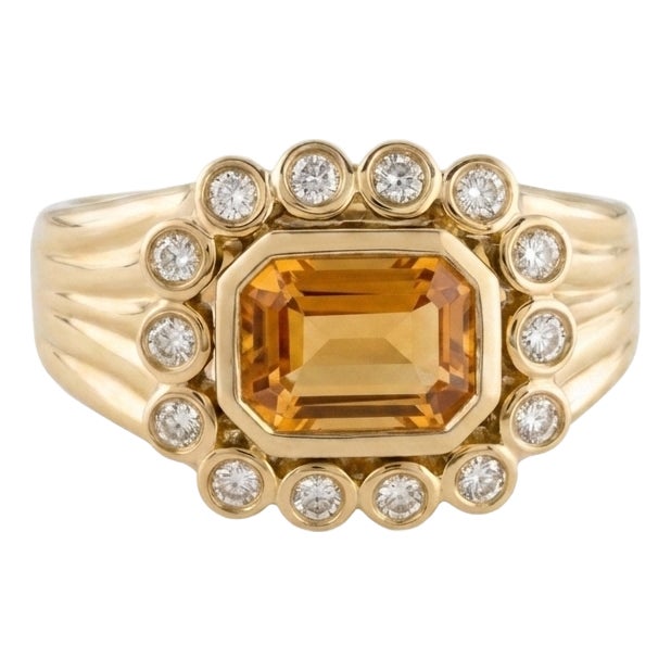 Chunky Citrine Cocktail Ring | Wedding Engagement Ring | Unique Statement Ring Us 7 For Sale