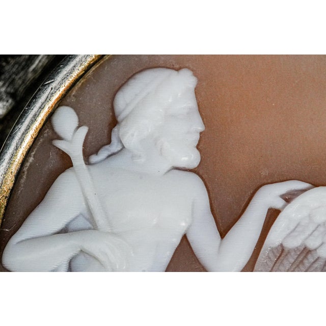 Magnificent Antique Grand Tour Box 19th Century Carved Shell Cameo Mixed Metals Gemstones Zeus Neoclassical Continental Silver For Sale - Image 4 of 15