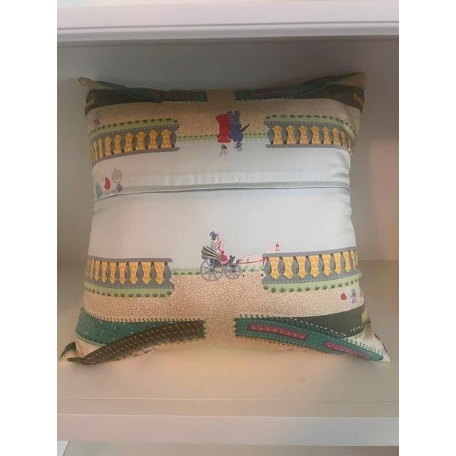 American 1990s Hermes Silk Throw Pillow For Sale - Image 3 of 3