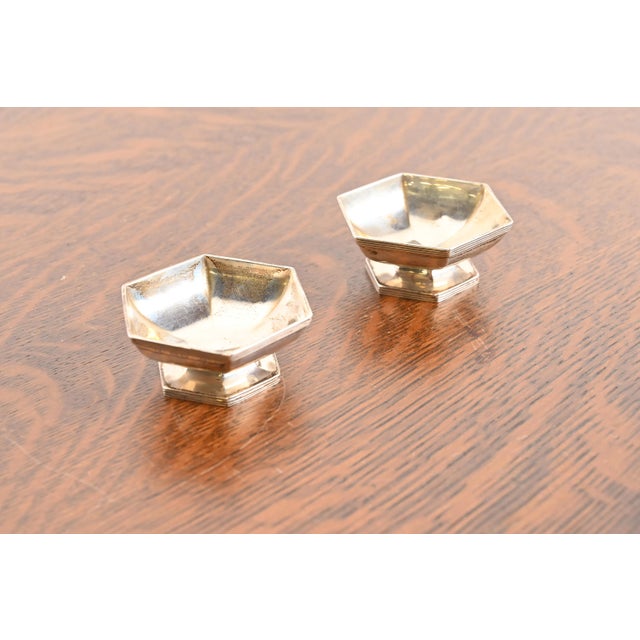 Tiffany and Co. Tiffany & Co. Antique Art Deco Sterling Silver Salt Cellars, Pair For Sale - Image 4 of 9