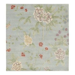Chinese Art Deco Style Floral Vinery Wool Square Rug by Rug & Kilim, India For Sale