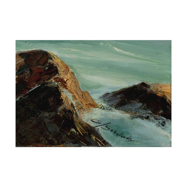 Impressionist Davenport Seascape by C. Sokolovosky For Sale - Image 3 of 6