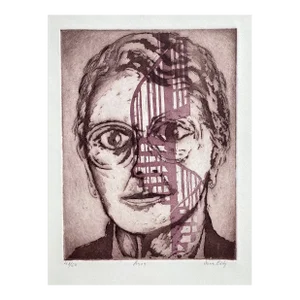 1980s Jane Eddy Portrait Modern Etching