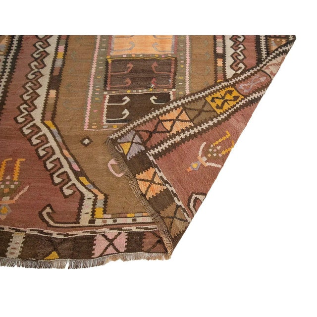 Mid 20th Century Handwoven Vintage Turkish Kars Kilim Rug For Sale - Image 5 of 7
