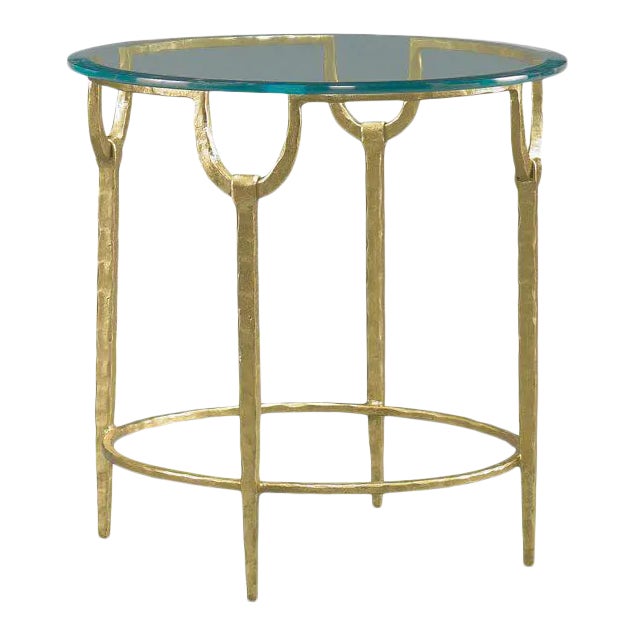 Kenneth Ludwig Chicago Gold Leaf Round End Table For Sale
