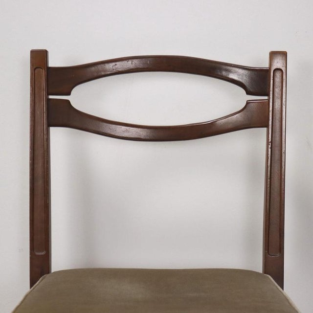 Vintage Chairs in Painted Beech and Velvet, 1960s, Set of 4 For Sale - Image 3 of 8