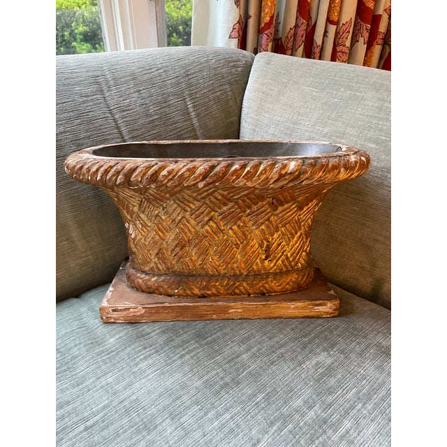 19th Century Carved and Gilded Wooden Basket Planter For Sale - Image 9 of 9
