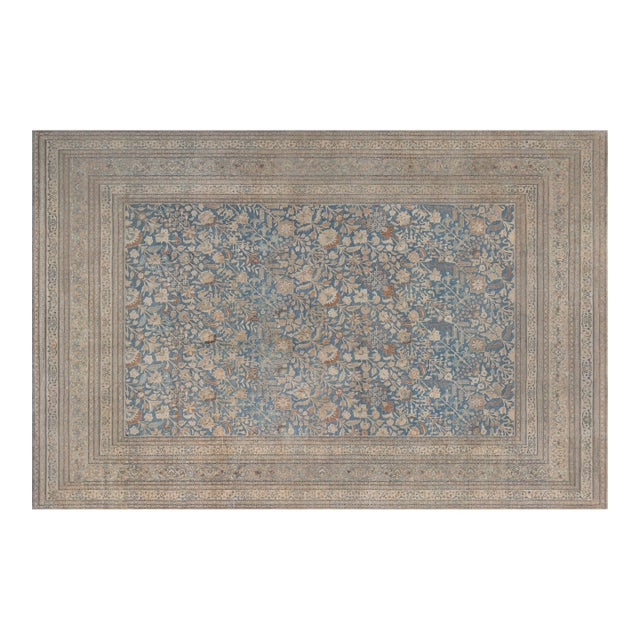 High-quality Vintage Persian Khorassan Green Handmade Wool Rug For Sale