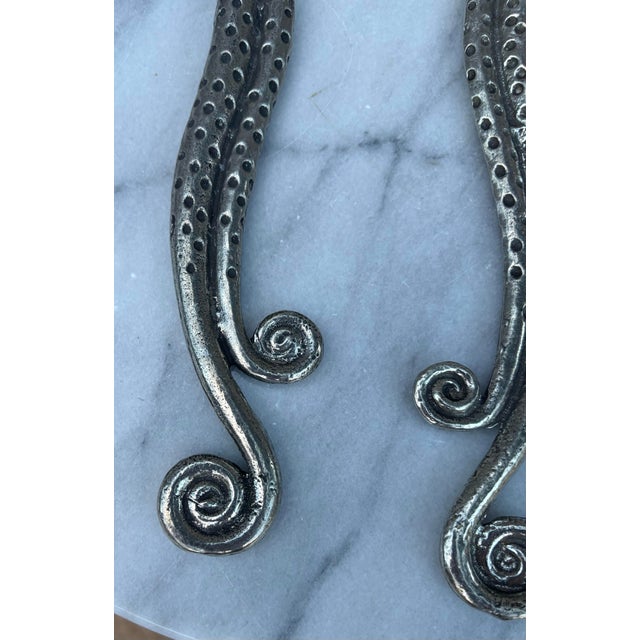 Vintage Patrick Meyer Signed Pewter Tentacle Salad Servers - Pair For Sale - Image 4 of 10