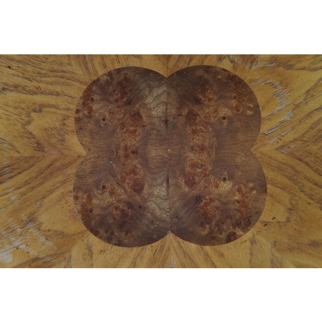 Brown Late 20th Century Thomasville Hills of Tuscany Round Inlaid Walnut Quatrefoil Center Table Stand For Sale - Image 8 of 12