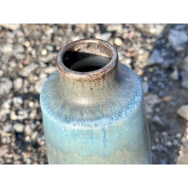 Studio Ceramic Vase with Anthracite-Turquoise Gradient Glaze from Lu and Gerd Grove, Germany, 1960s For Sale - Image 6 of 18