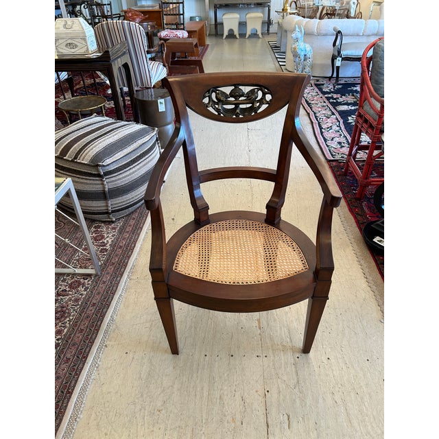 Italian Regency Walnut Armchairs With Caned Seats -a Pair For Sale - Image 11 of 14