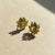 Pear-Cut Peridot Lutus Flower Earrings Studs, Silver, Gold, Pair For Sale - Image 6 of 8