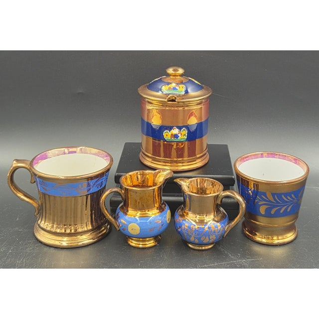 This striking 19th-century (Mid Victorian Era; Circa.1850-1880) set features the iconic combination of hand-painted Cobalt...