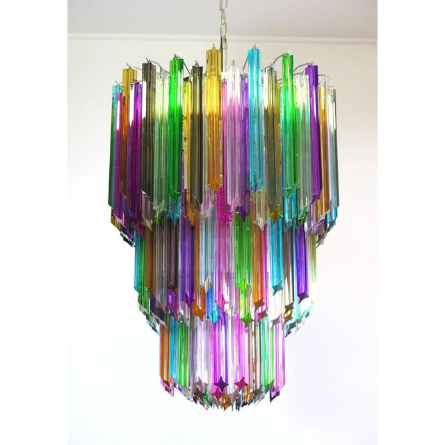 Large Multi Colored Murano Glass Chandelier, 1982 For Sale - Image 6 of 12