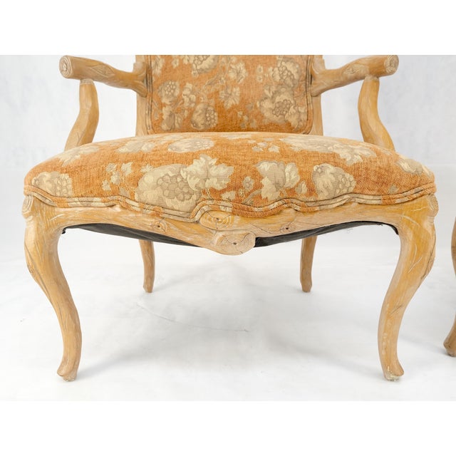 Pair of Faux Carved Bleached Oak Twig Style Armchairs Fireside Lounge Chairs For Sale - Image 6 of 7