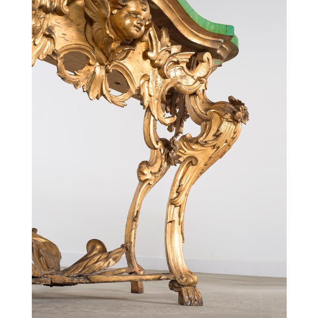 18th Century Italian Rococo Carved Giltwood Console Table For Sale - Image 13 of 18