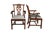 Chippendale 6 Late 20th Century Maitland Smith Chippendale Pierced Mahogany Dining Side Arm Chairs Silk Seats For Sale - Image 3 of 18