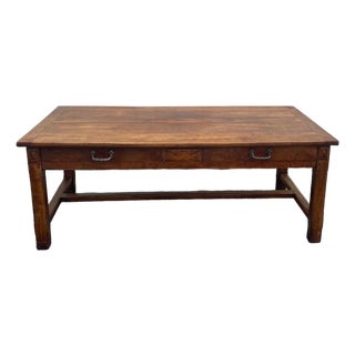 French Provincial Walnut Farm Table Kitchen Island For Sale