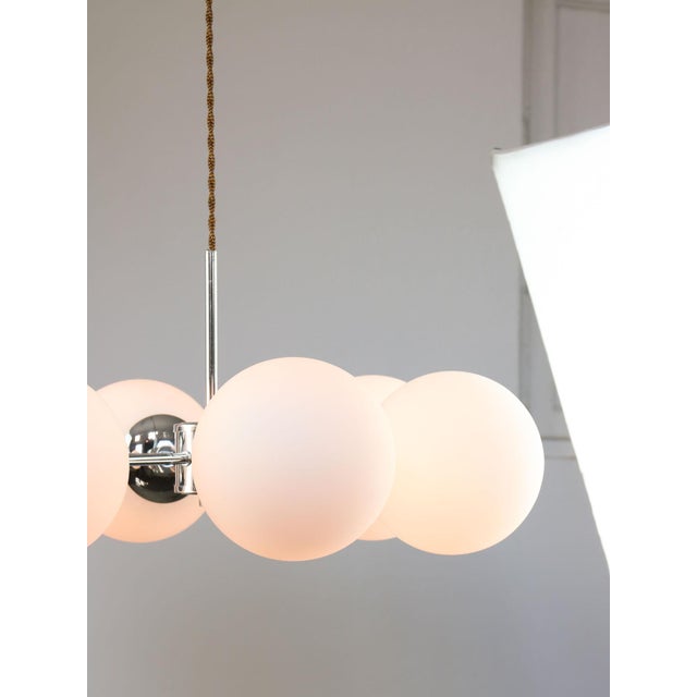 Italian Space Age Sputnik Chrome and Opaline Chandelier, 1970s For Sale - Image 9 of 18