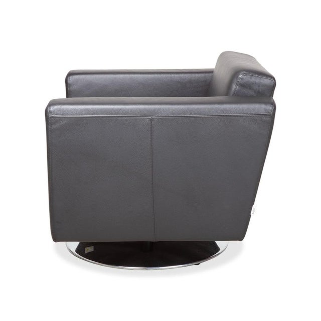 Black Chrome and Leather Serge Armchair with Swivel Function from Brühl For Sale - Image 12 of 14