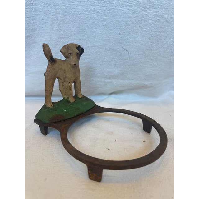 1930s Cast Iron Adorable JRT Small Dog Feeder For Sale - Image 4 of 9