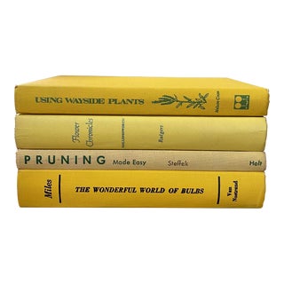 Vintage Yellow Botanical Book Collection - Set of 4 For Sale