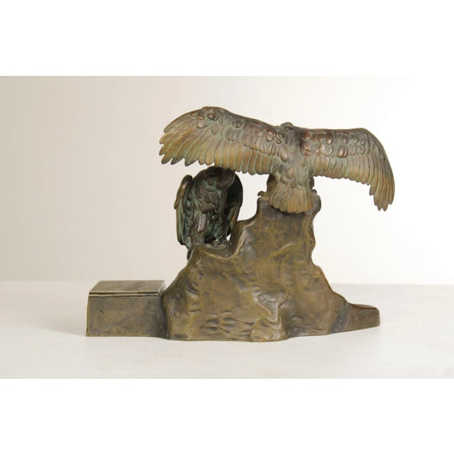 Early 20th Century Antique Austrian Sculptural Condor Bronze Inkwell For Sale - Image 5 of 12