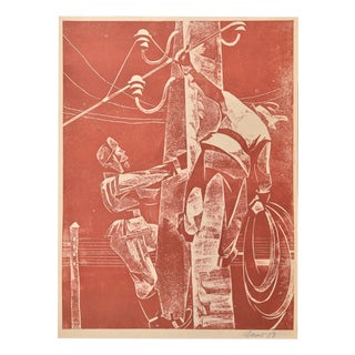 Albert Goltjakov, Electricians, 1959, Monotype For Sale