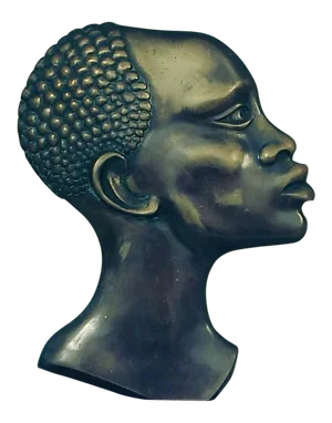African Sculptural Bust in Profile Brass or Bronze on Plinth Silhouetting Table Lamp