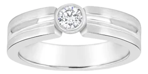 Solitaire Diamond Wedding Band .38cttw 14k White Gold, Size 11