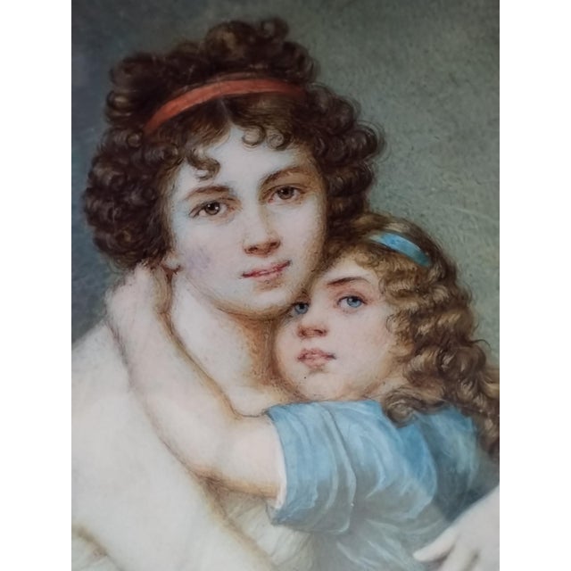 - Hand-painted miniature after "Self-Portrait with Daughter" by Élisabeth Vigée Le Brun - Finely executed reduction copy...