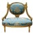 Rococo Style Big Blue Chair With Gold Details For Sale