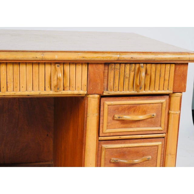 Late 19th Century Late 19th Century Aesthetic Movement Style Faux Bamboo Nine-Drawer Double Pedestal Desk For Sale - Image 5 of 9