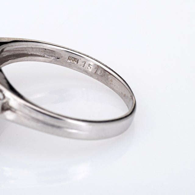 Metal Ruby Diamond Ring Estate 14k White Gold Vintage Cocktail Band Jewelry Sz 8 For Sale - Image 7 of 7