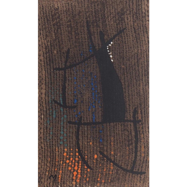 After Joan Miro, Woman with Brown Background, 1965, Lithograph For Sale