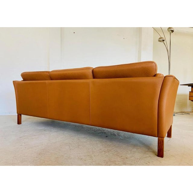 Mid-Century Danish Cognac Three Seater Sofa by Morgans Hansen For Sale - Image 17 of 18