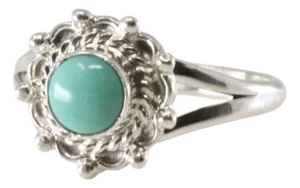 Navajo Sterling Silver Turquoise Ring by Letricia Largo, Size 8.5