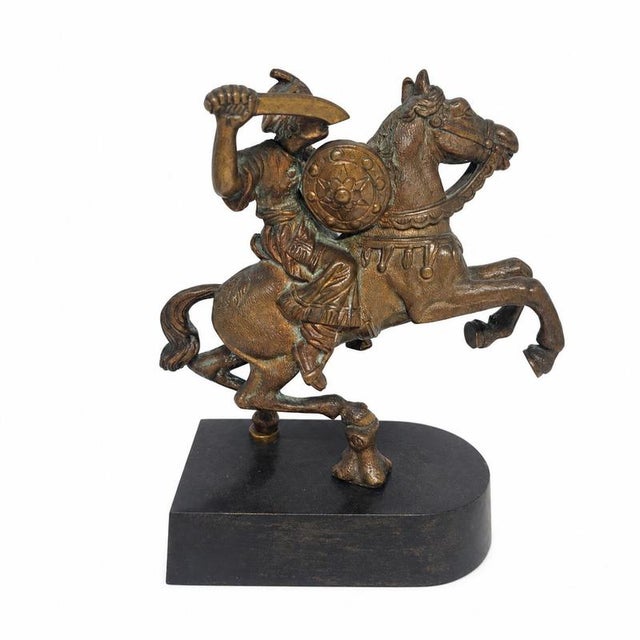 Wood Warriors on Horseback in Bronze, 1950s, Set of 2 For Sale - Image 7 of 9