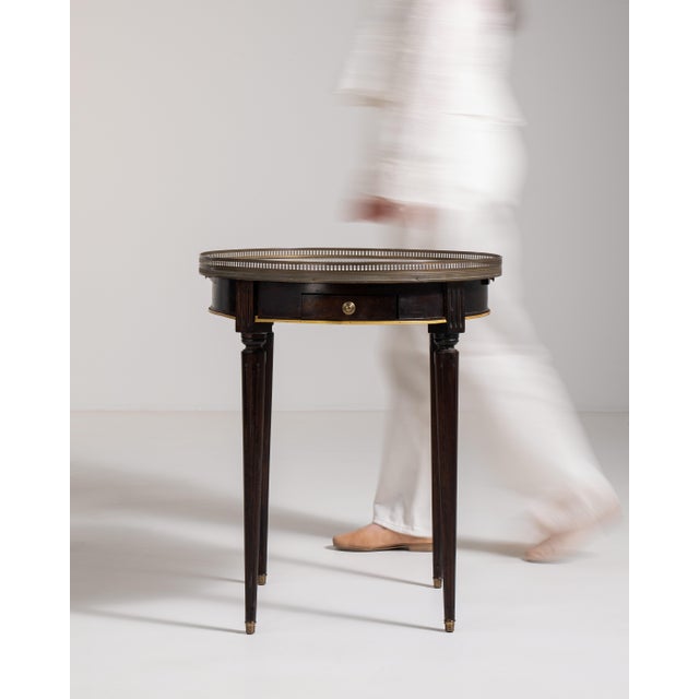 Wood Bouillotte Table with Marble Top and Brass Accents, Antique, France, 19th Century For Sale - Image 7 of 15
