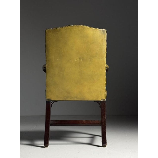 Office Chair in Green Upholstered Leather For Sale - Image 4 of 18