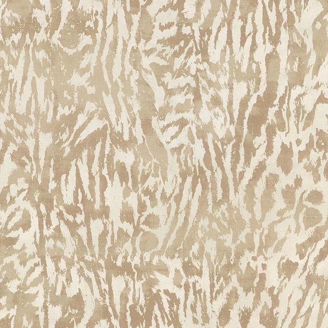 Schumacher X Celerie Kemble Feline Fabric in Natural For Sale