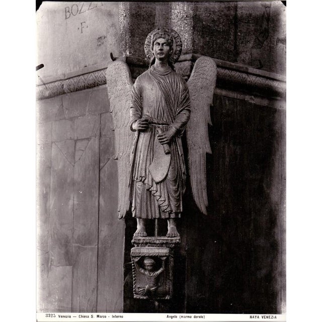 Vintage photo. Venice, San Marco Cathedral, "Angel" (golden marble) by Studio Osvaldo Bohm (Venice, '40s-'50s). On the...