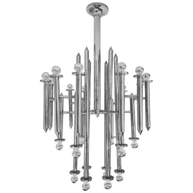 Large Mid-Century Modern Chrome Chandelier by Gaetano Sciolari For Sale - Image 13 of 13