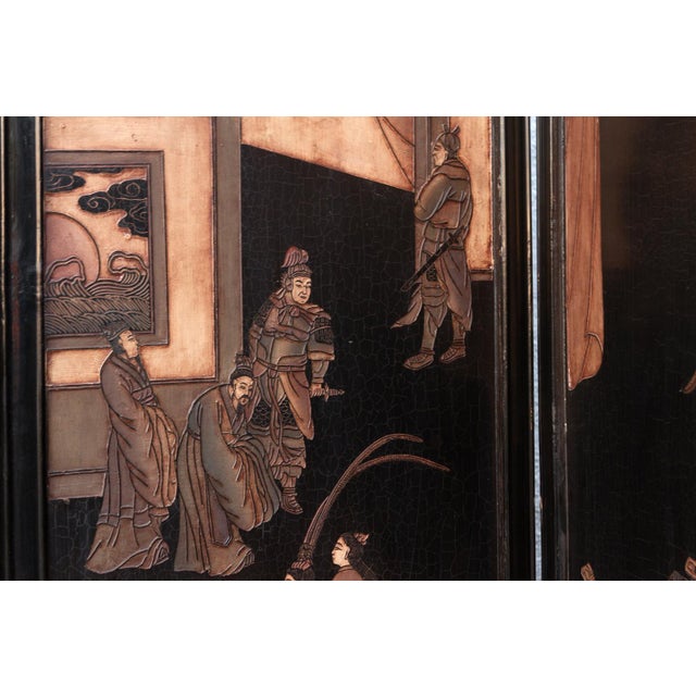 Monumental Black & Gold 10-Panel Coromandel Screen For Sale - Image 4 of 15