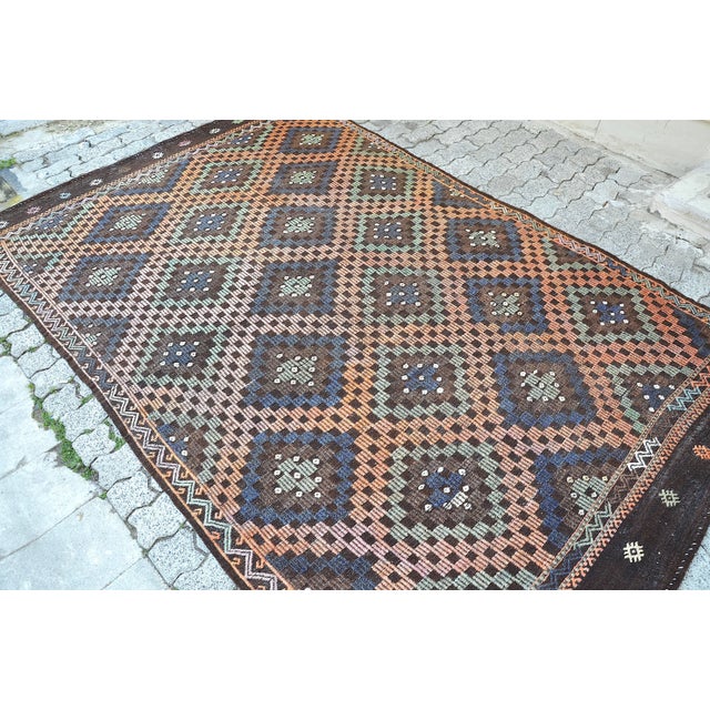 1960s Anatolian Handknotted Vintage Tribal Kilim For Sale - Image 4 of 11